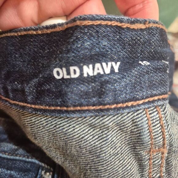 Old Navy Women's Dark Wash High Rise Button Fly Slouchy Straight Cotton Jeans - Picture 11 of 11